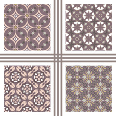 Vector seamless texture collection. Set of beautiful colored patterns for design and fashion with decorative elements