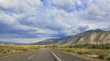 Stunning rural highway 395 landscape with beautiful clouds