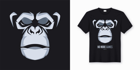 Vector t-shirt and apparel design, print, poster with styled fac