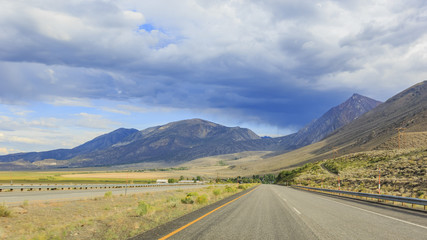 Stunning rural highway 395 landscape with beautiful clouds