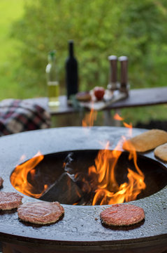 Grill, burger, fire