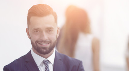 businessman on background of office.