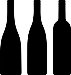 Various wine bottle shapes 3in1. Vector.