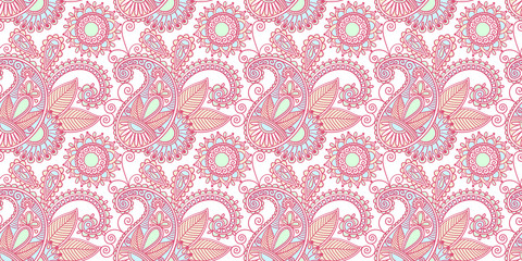 flower seamless pattern, paisley indian design 