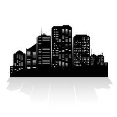 Urban landscape. Silhouette of the city. Vector Illustration. 