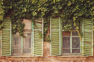 Fototapeta na wymiar Old windows with sashes