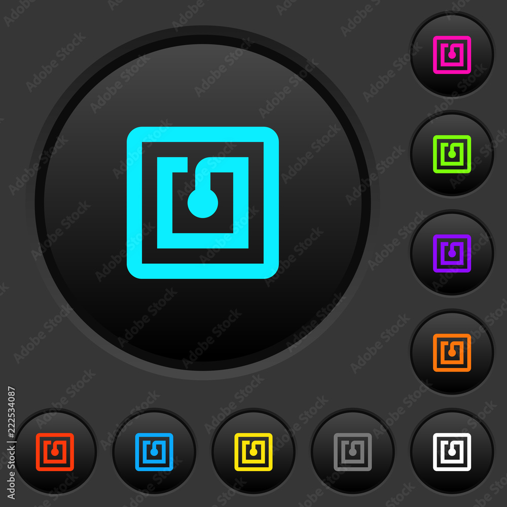 Poster nfc sticker dark push buttons with color icons