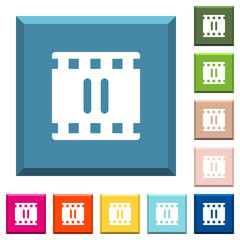 Obraz premium Pause movie white icons on edged square buttons