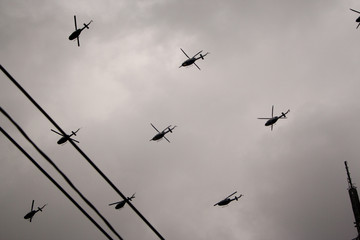 helicopter formation flying on Mexican independence day
