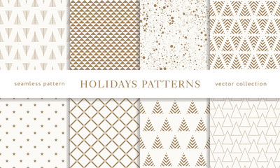 Winter holidays seamless patterns