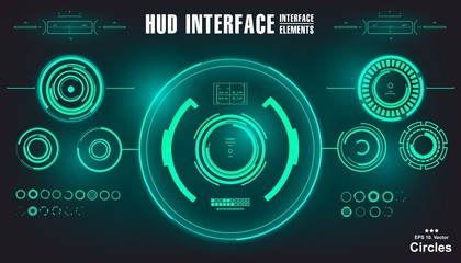 Futuristic green virtual graphic touch user interface, target. HUD user interface