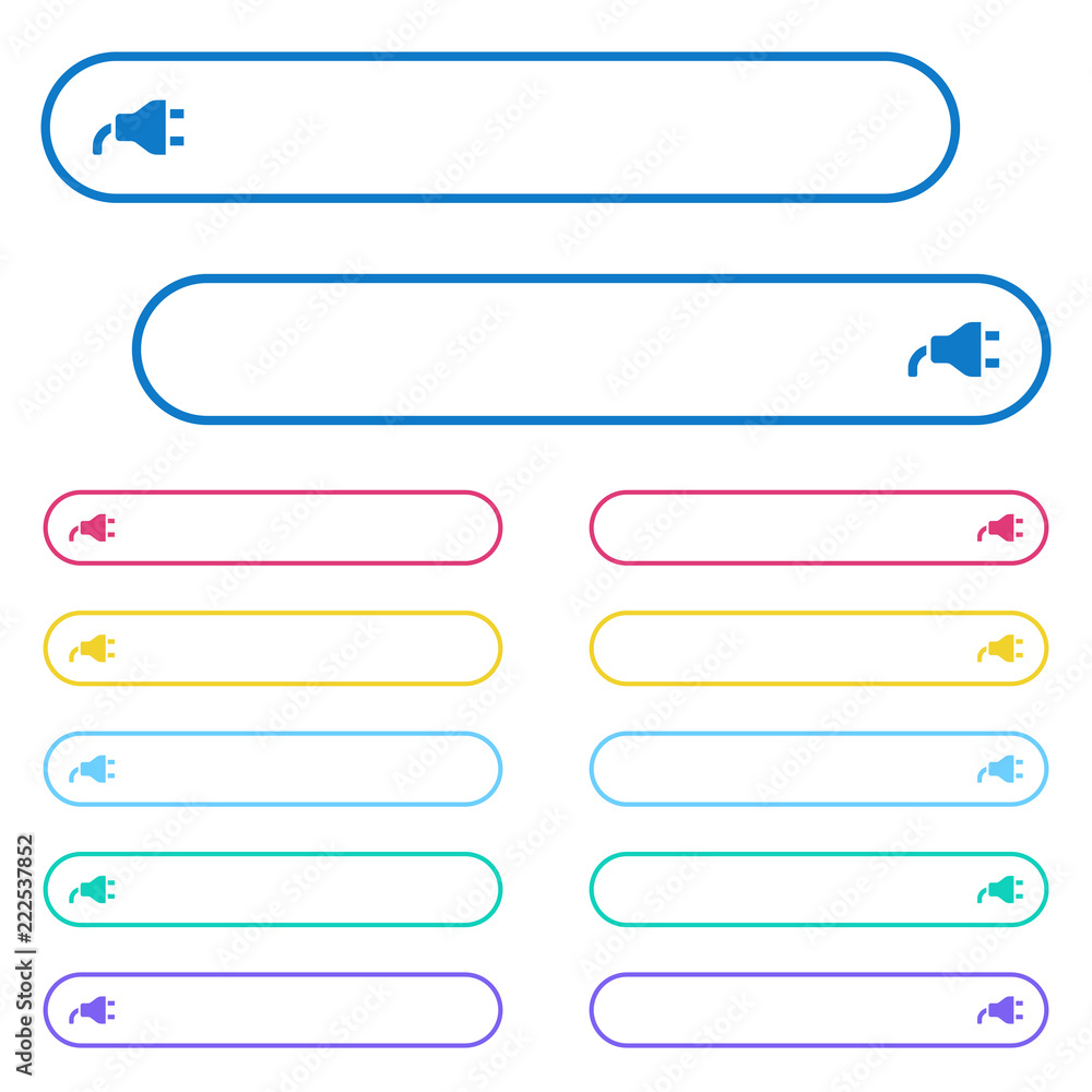 Poster power plug icons in rounded color menu buttons