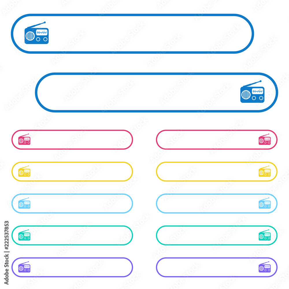 Aufkleber vintage retro radio icons in rounded color menu buttons