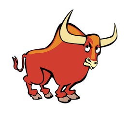 Bull abgry. Color vector flat illustration isolated on white background.