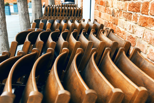 A lot of chairs, preparation for the solemn event