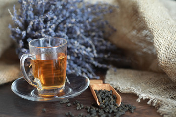 Brewed tea on a serving table