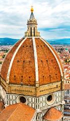 Large Dome Golden Cross Duomo Cathedral Florence Italy