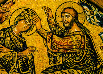 Naklejka premium Gaddi Jesus Coronation Virgin Mosaic Duomo Cathedral Florence Italy