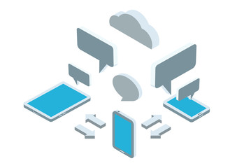 Cloud computing concept. Flat style isometric vector illustration.