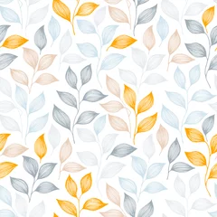 Wallpaper murals Orange Wrapping tea leaves pattern seamless vector illustration.