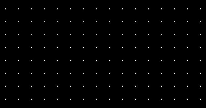 Alpha channel. 4K abstract footage with white dots and thin lines on transparent background. Points is connected to the outlines. Endless looped animation for waiting. Black and white minimal image
