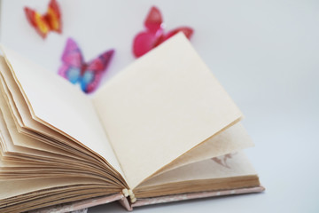 A diary for entries on a white table
