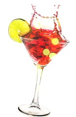 Splashing Cocktail on white background