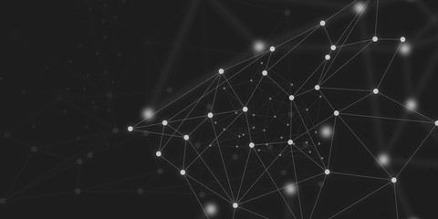 Molecular Backgorund lines on Black gradient wallpaper