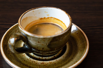A cup of coffee on the table background