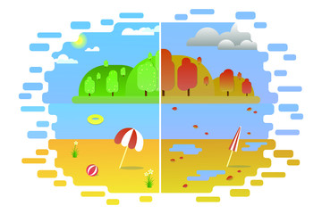 Hello autumn. Autumn flat design. Vector illustration.