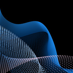 Colorful vector wave on black background. Stylish dynamic movement of lines.