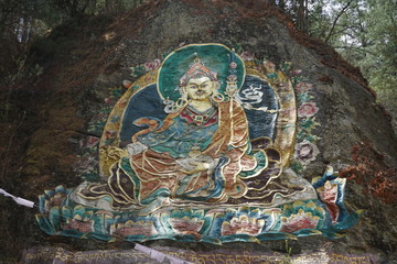 Guru Rinpoche rock painting, Thimphu, Bhutan