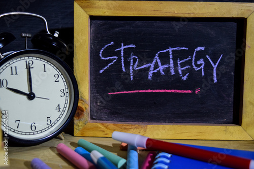 strategy on phrase colorful handwritten on blackboard education and