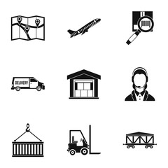 Shipping icons set. Simple illustration of 9 shipping vector icons for web