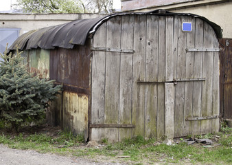 Old garage made from a bus. Built in 1960's, still in use.