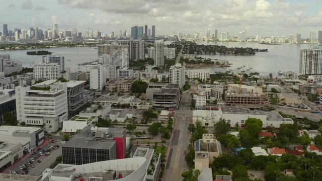Aerial Miami Beach city drone footage