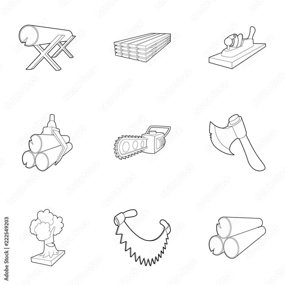 Poster deforestation icons set. outline illustration of 9 deforestation vector icons for web