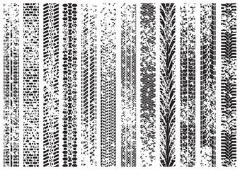 Tire tracks of various vehicles