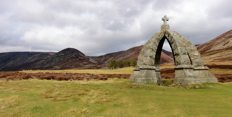 Queen's Well on the route to Mount Keen. Angus, Aberdeenshire, Scotland, UK