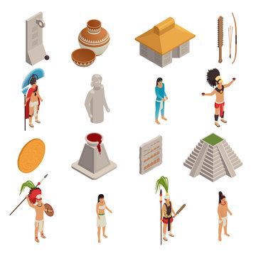 Maya Civilization Isometric Icons