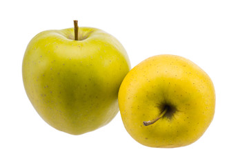 ripe pears and apples close-up isolated on white background