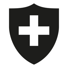 Black white shield with cross silhouette