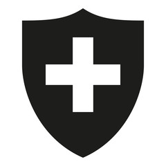 Obraz premium Black white shield with cross silhouette