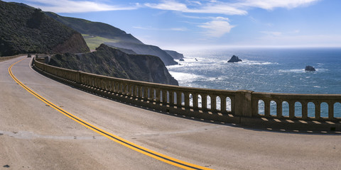 Bixby Bridge highway between mountain and ocean © Jason