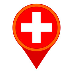 Obraz premium Colorful cartoon hospital map sign