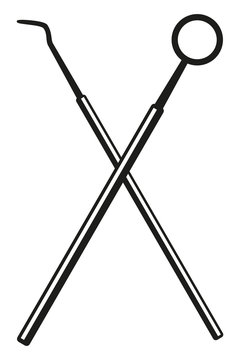crossed dental tools black and white clip art preview