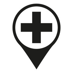Obraz premium Black and white hospital map sign silhouette