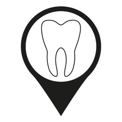 Black and white dental clinic map sign silhouette