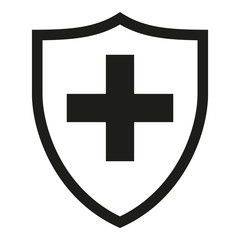 Black and white shield with medical cross silhouette