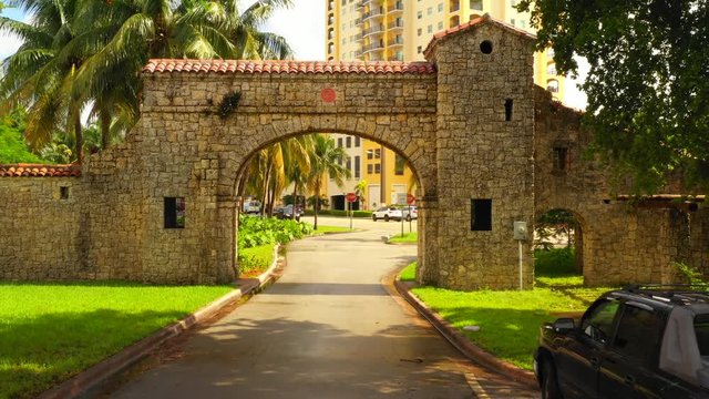 Aerial video historical Coral Gables Miami Majorca Avenue